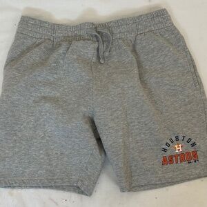 Majestic Houston Astros Gray Cotton Blend Drawstring Shorts MLB Logo